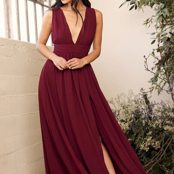 Lulus Heavenly Hues Maxi Dress — Burgundy — Size M - Picture 1 of 4